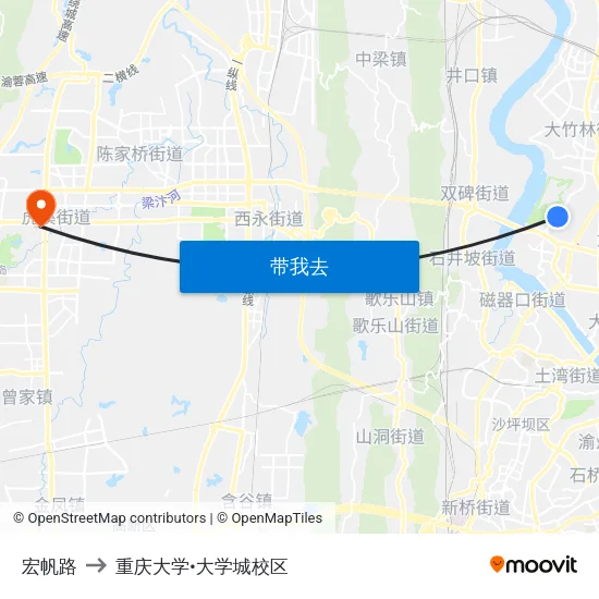 宏帆路 to 重庆大学•大学城校区 map