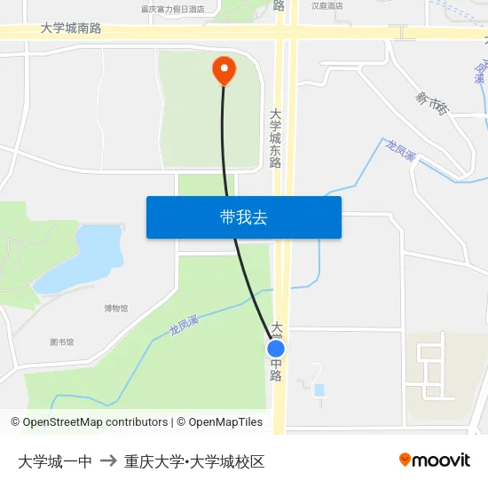 大学城一中 to 重庆大学•大学城校区 map