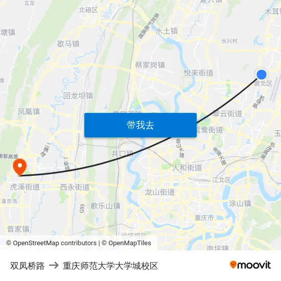 双凤桥路 to 重庆师范大学大学城校区 map