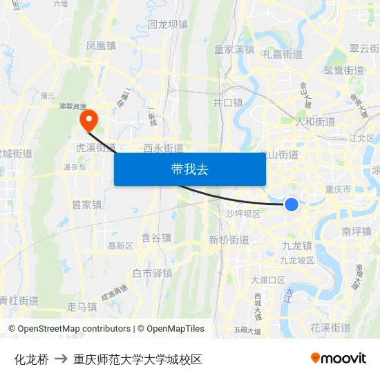化龙桥 to 重庆师范大学大学城校区 map