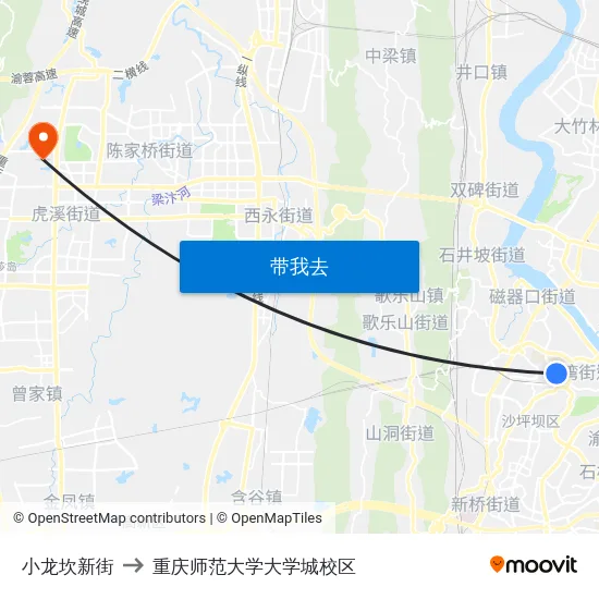 小龙坎新街 to 重庆师范大学大学城校区 map