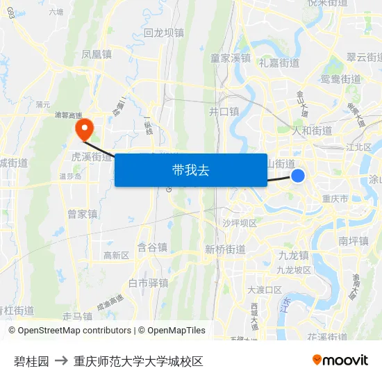 碧桂园 to 重庆师范大学大学城校区 map