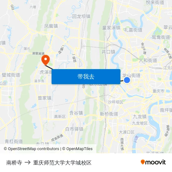 南桥寺 to 重庆师范大学大学城校区 map