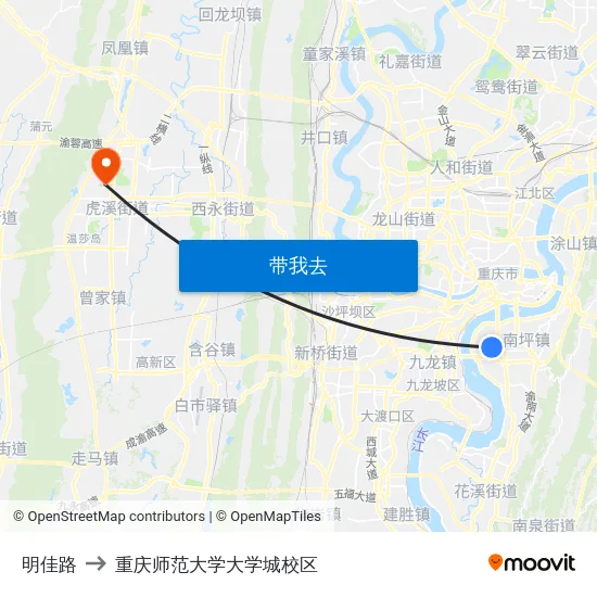 明佳路 to 重庆师范大学大学城校区 map