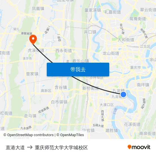 直港大道 to 重庆师范大学大学城校区 map