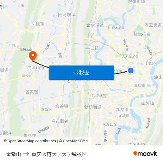 金紫山 to 重庆师范大学大学城校区 map