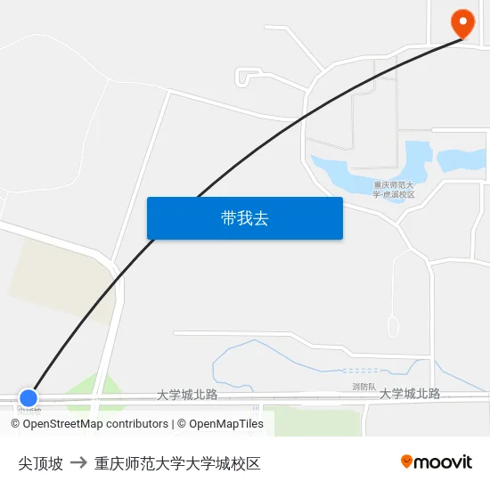 尖顶坡 to 重庆师范大学大学城校区 map