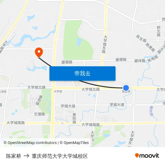 陈家桥 to 重庆师范大学大学城校区 map