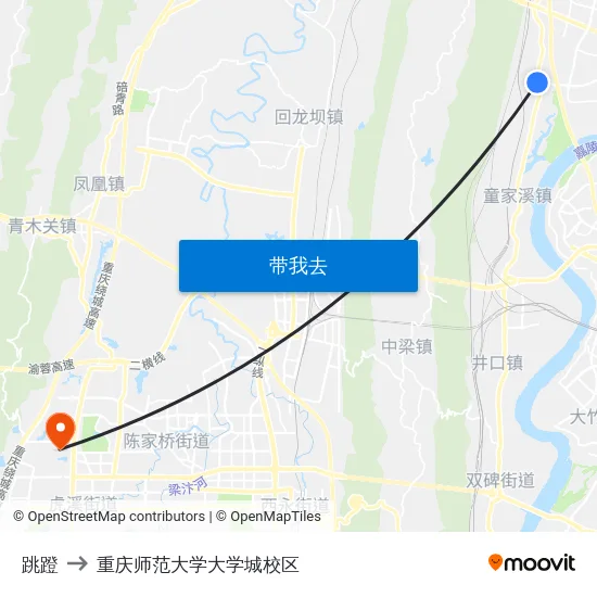 跳蹬 to 重庆师范大学大学城校区 map