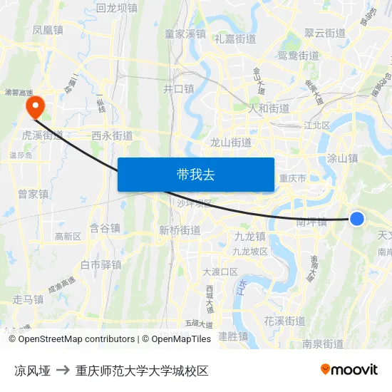 凉风垭 to 重庆师范大学大学城校区 map