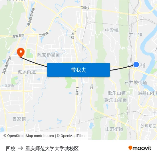 四校 to 重庆师范大学大学城校区 map