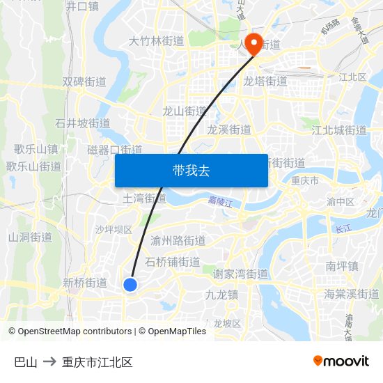 巴山 to 重庆市江北区 map