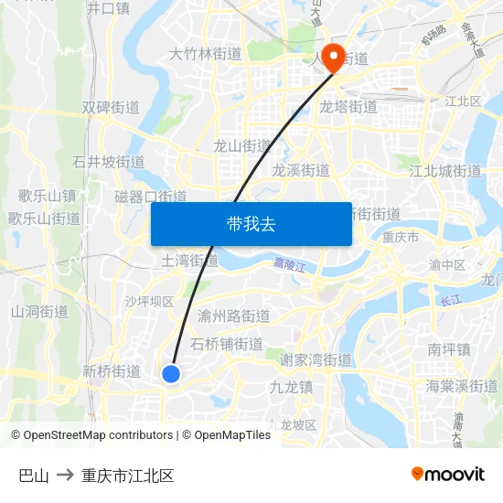 巴山 to 重庆市江北区 map