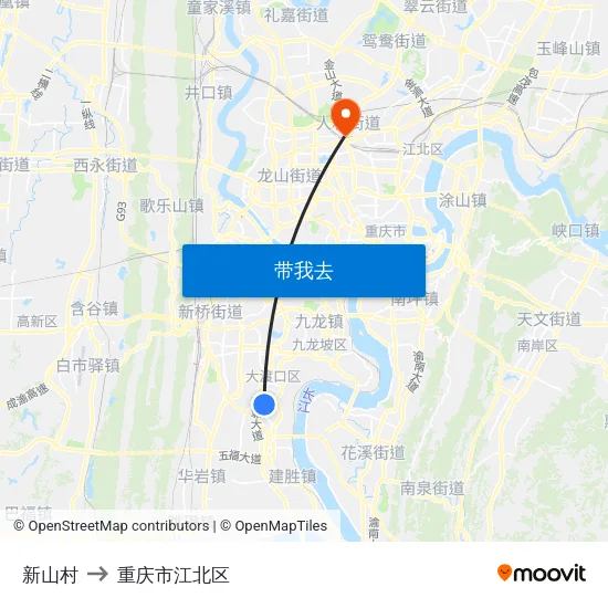 新山村 to 重庆市江北区 map