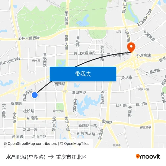 水晶郦城(星湖路) to 重庆市江北区 map