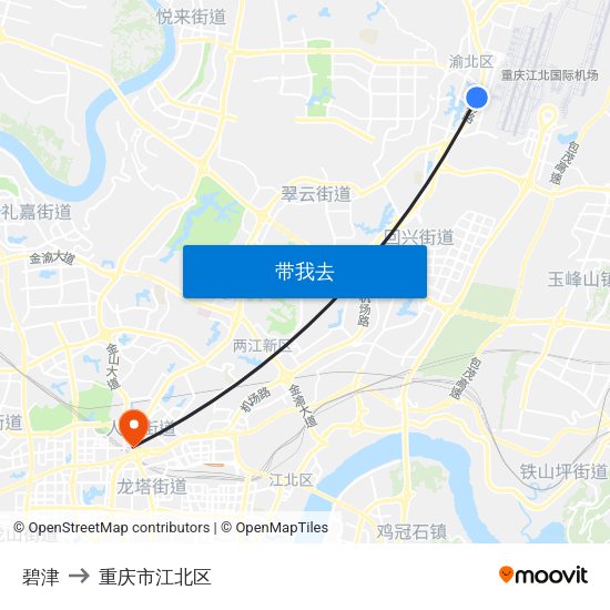 碧津 to 重庆市江北区 map