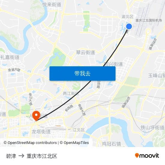 碧津 to 重庆市江北区 map