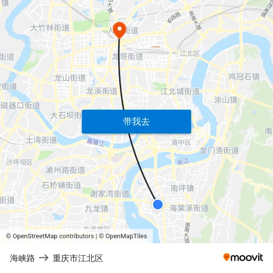 海峡路 to 重庆市江北区 map