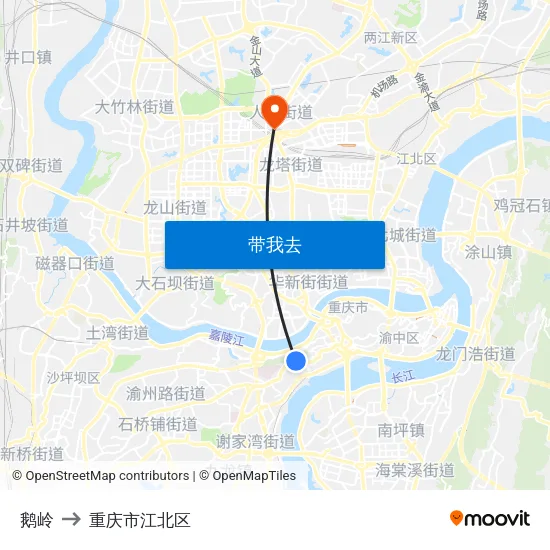 鹅岭 to 重庆市江北区 map