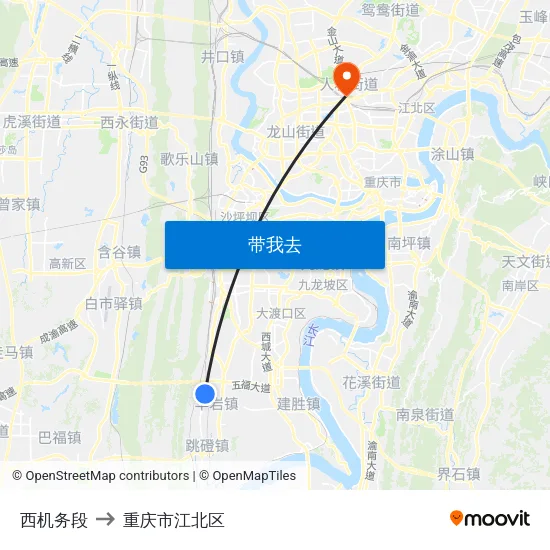 西机务段 to 重庆市江北区 map