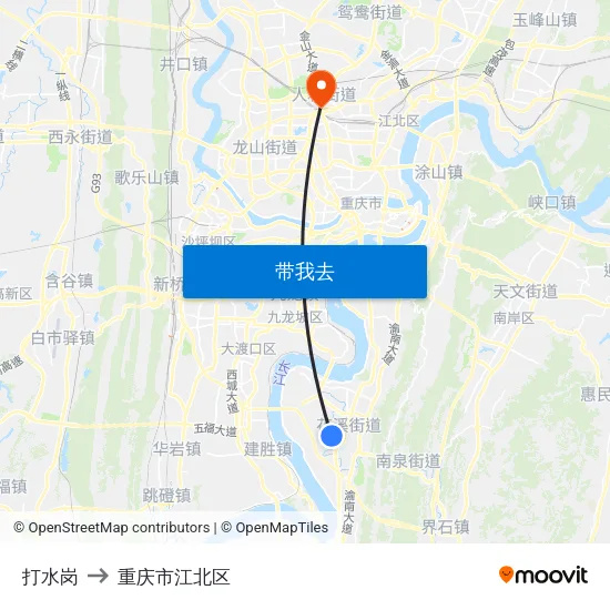 打水岗 to 重庆市江北区 map