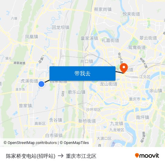 陈家桥变电站(招呼站) to 重庆市江北区 map