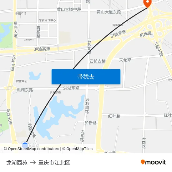 龙湖西苑 to 重庆市江北区 map