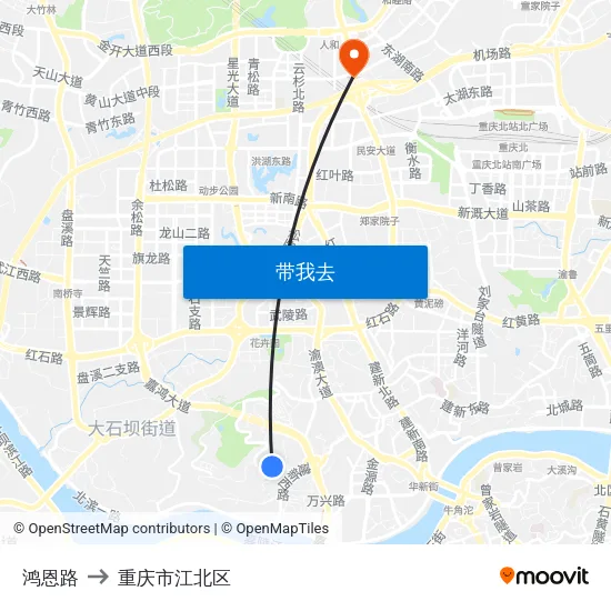 鸿恩路 to 重庆市江北区 map