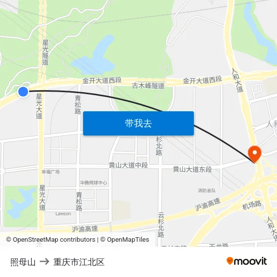照母山 to 重庆市江北区 map