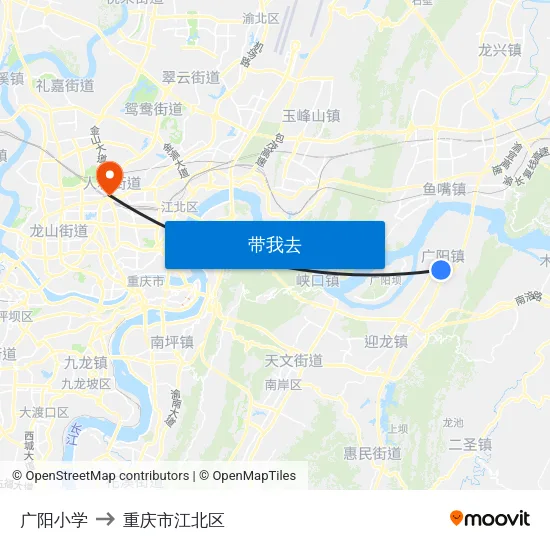 广阳小学 to 重庆市江北区 map