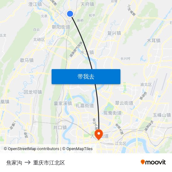 焦家沟 to 重庆市江北区 map