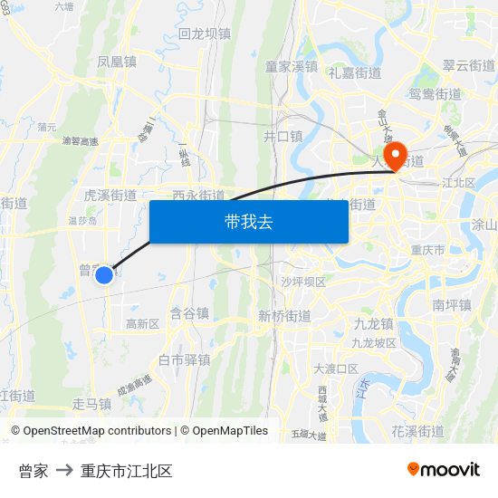 曾家 to 重庆市江北区 map