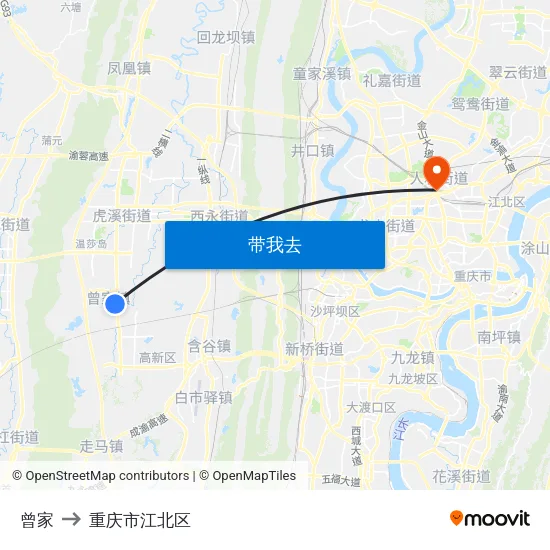 曾家 to 重庆市江北区 map