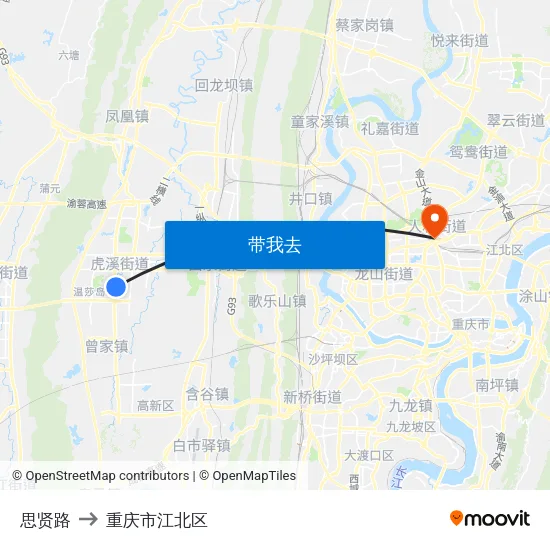 思贤路 to 重庆市江北区 map