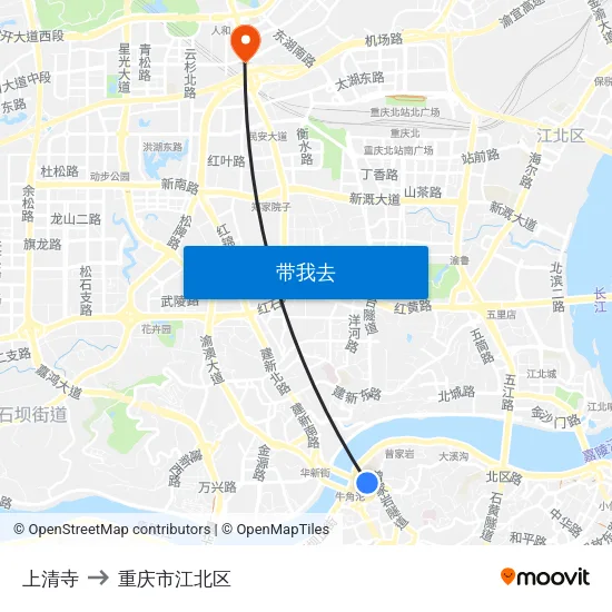 上清寺 to 重庆市江北区 map