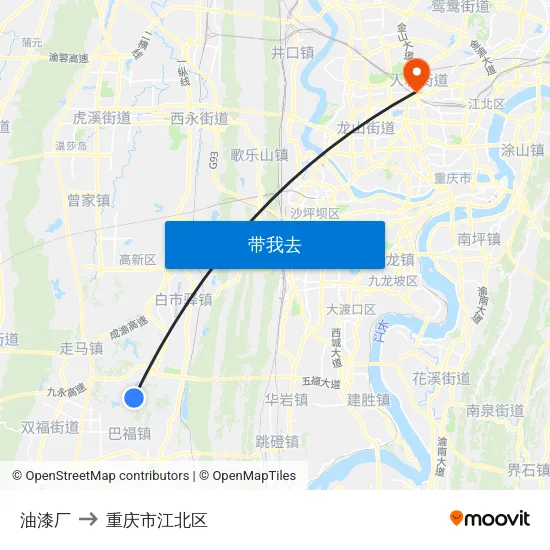 油漆厂 to 重庆市江北区 map