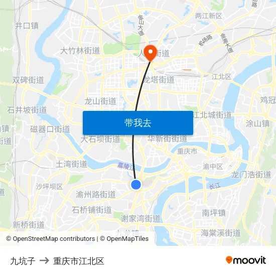 九坑子 to 重庆市江北区 map