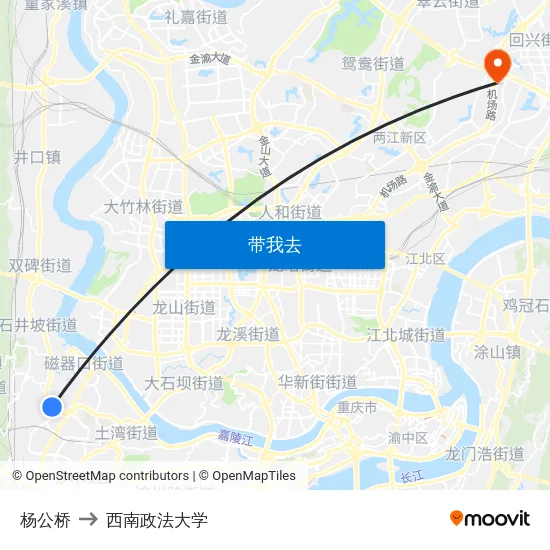 杨公桥 to 西南政法大学 map