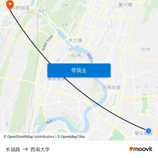 长福路 to 西南大学 map