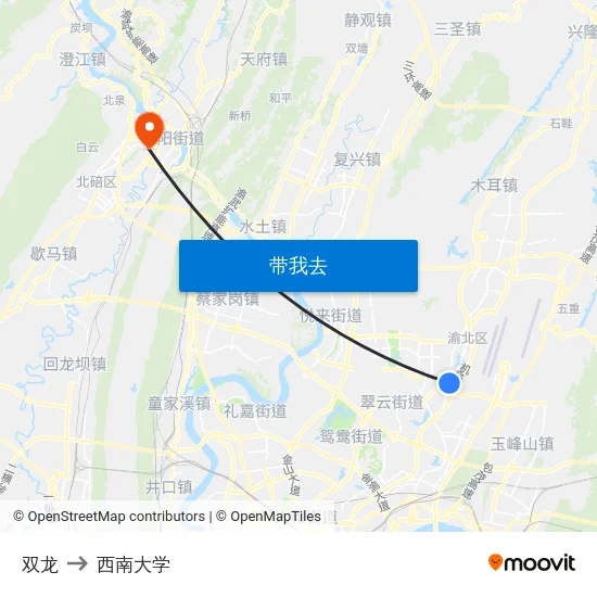 双龙 to 西南大学 map