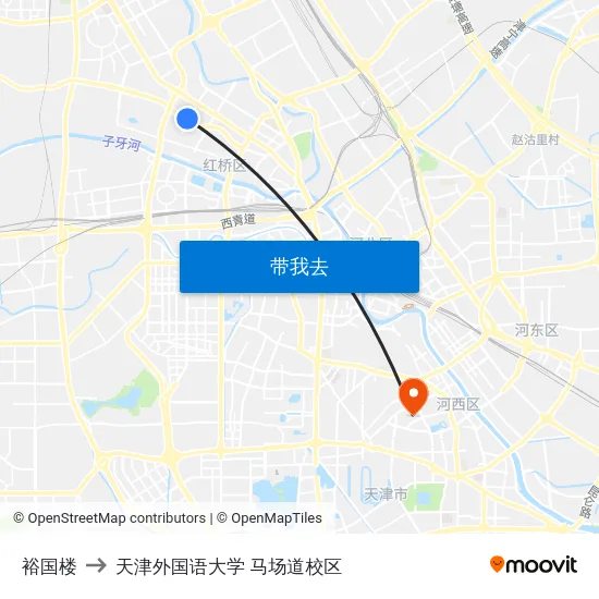 裕国楼 to 天津外国语大学 马场道校区 map