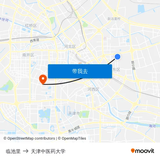 临池里 to 天津中医药大学 map