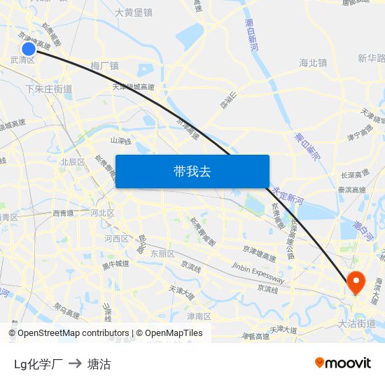 Lg化学厂 to 塘沽 map