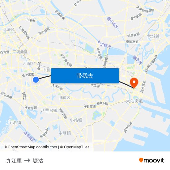 九江里 to 塘沽 map