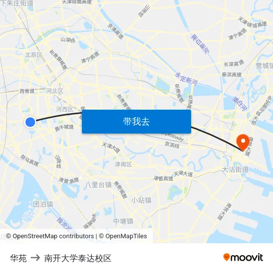 华苑 to 南开大学泰达校区 map