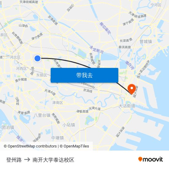 登州路 to 南开大学泰达校区 map