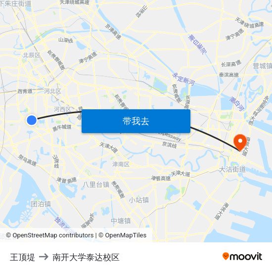 王顶堤 to 南开大学泰达校区 map