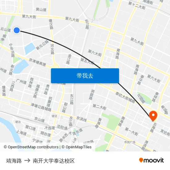 靖海路 to 南开大学泰达校区 map