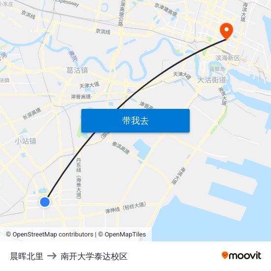 晨晖北里 to 南开大学泰达校区 map