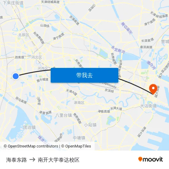 海泰东路 to 南开大学泰达校区 map